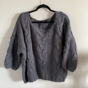 Off the shoulder thick knit sweater